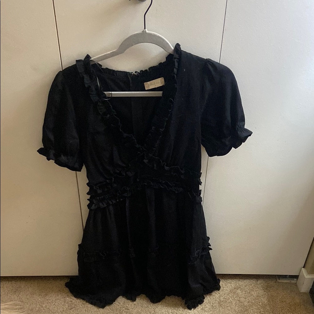 Altard state Black Ruffled Short Sleeve Dress